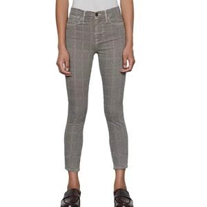 NWT FRAME Le High Skinny Cropped Jeans in Window Pane Plaid Gray size 26 W 25L